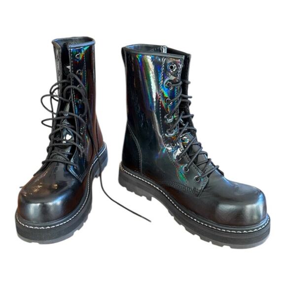 Avenger A704 Fortune Work Boots Carbon Toe Black Patent Leather Iridescent W 11 - Picture 1 of 11